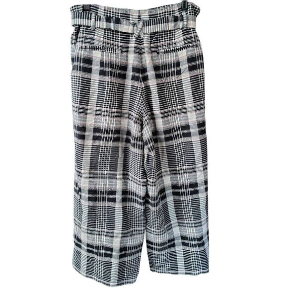 Anthropologie Ettitwa “Luca” Plaid Belted Wide-Leg Crop Pants – Size 10 – NWOT - Picture 4 of 11